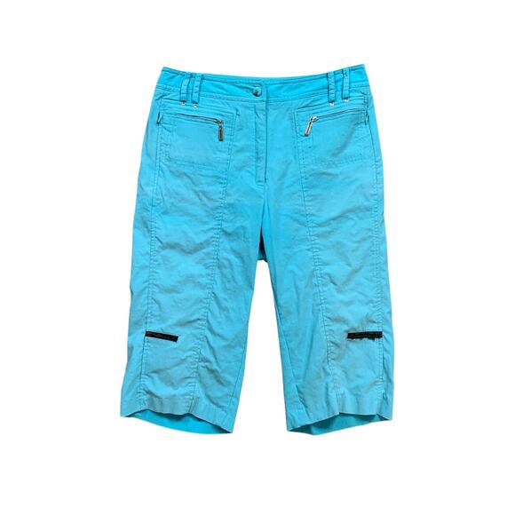 Jamie Sadock Shorts Women 6 Bright Blue Clam Diggers Retro Golf Zip Pocket *READ - Picture 1 of 9